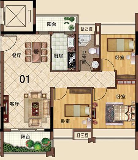 黄瓜视频网站陶瓷磚應用效果：大瀝碧桂園·華府01戶型黄瓜视频下载地址效果鑒賞